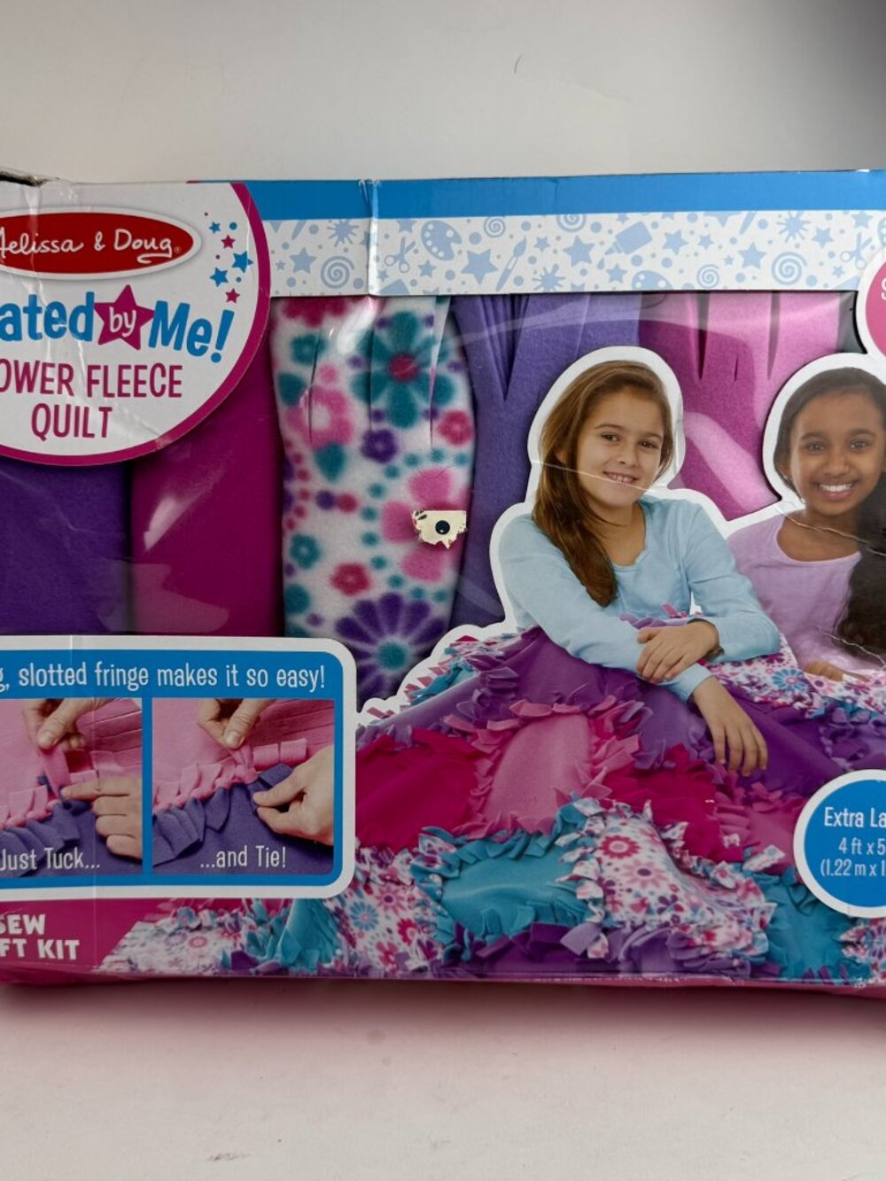 Melissa & Doug Created By Me Flower Fleece Quilt No Sew Blanket Craft Kit 4x5ft